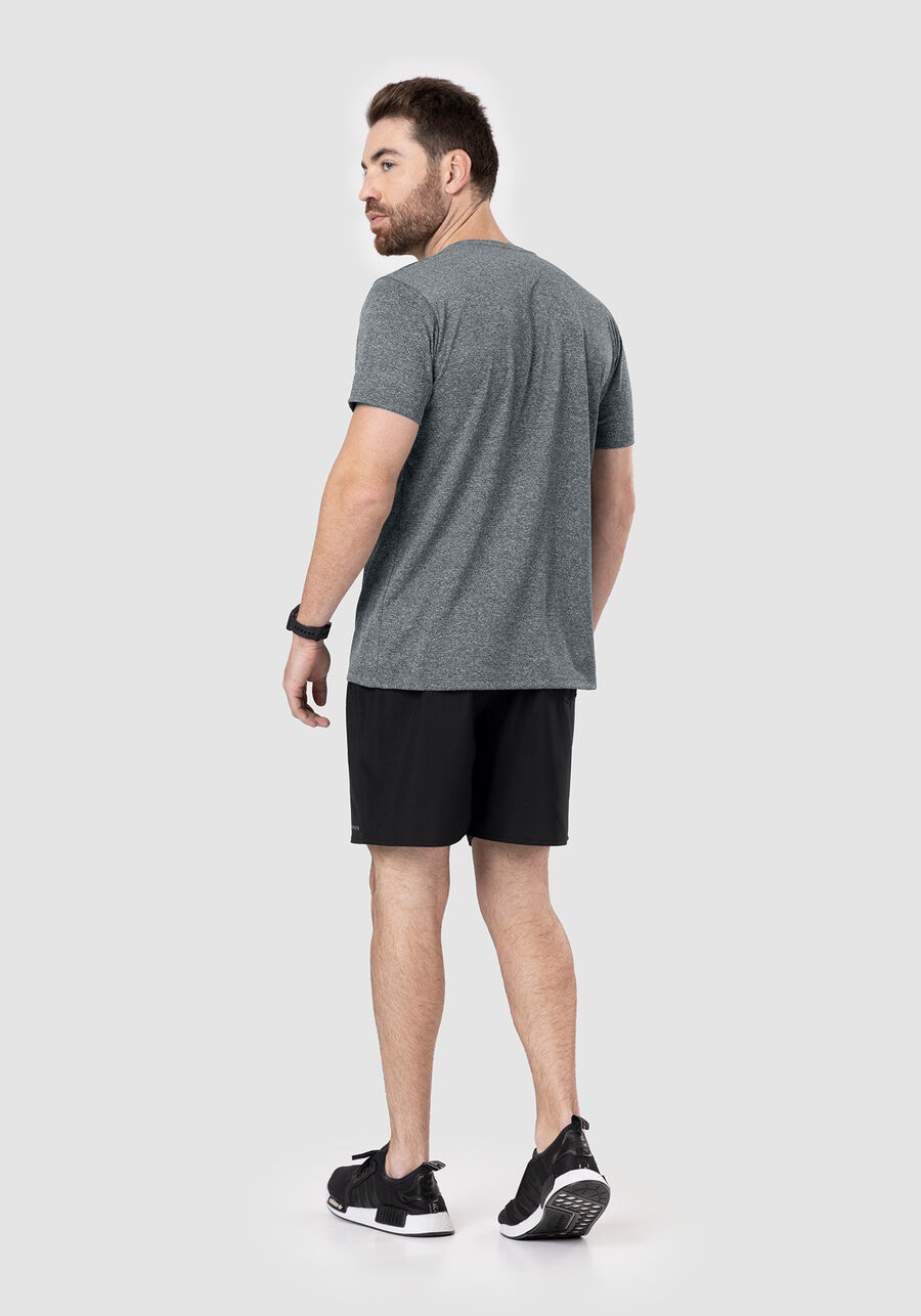 Camiseta Masculina em Malha com Detalhe Estampa, MESCLA MEDIO. Camiseta Masculina em Malha com Detalhe Estampa, MESCLA MEDIO, large.