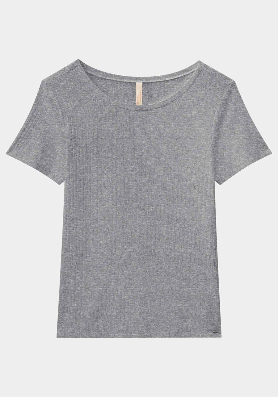 Blusa De Mangas Curtas Em Malha Canelada De Viscose, . Blusa De Mangas Curtas Em Malha Canelada De Viscose, , large.