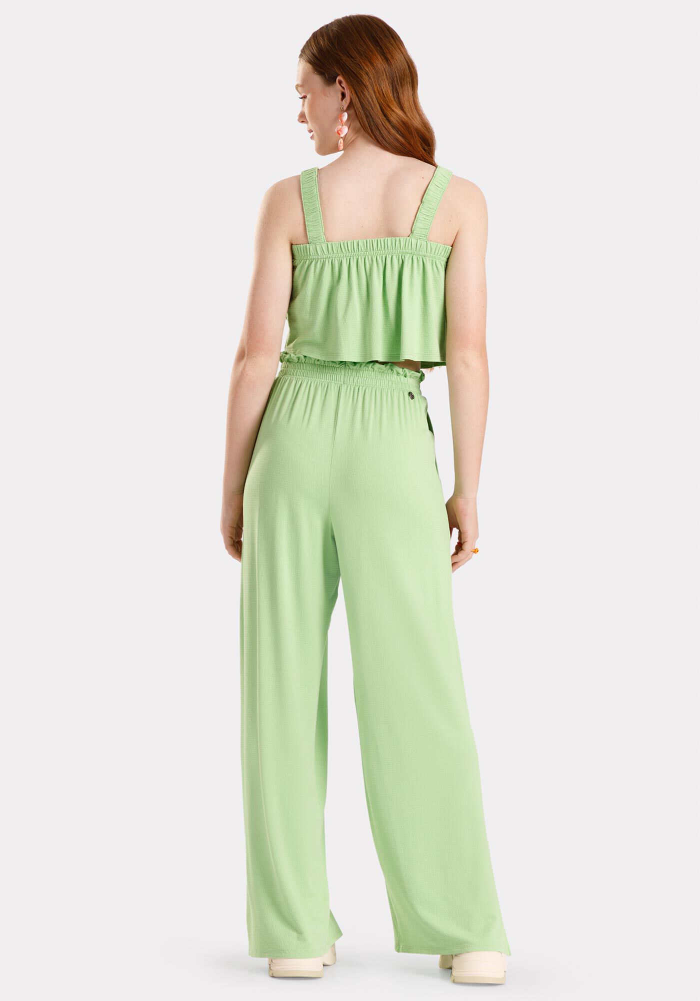 Conjunto Juvenil com Blusa e Cal&ccedil;a Wide Leg, VERDE CIMENS, large.