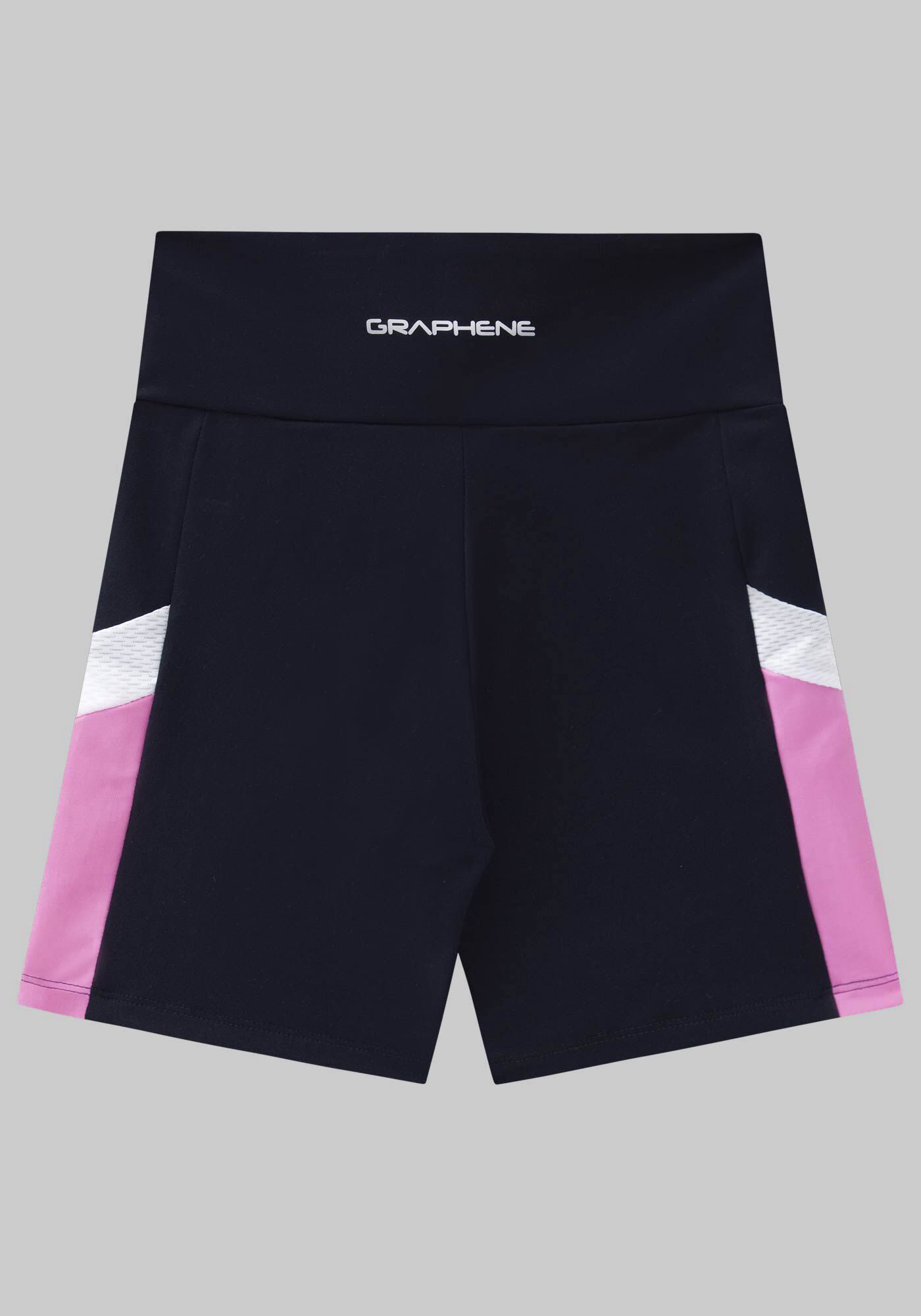 Shorts Cintura M&eacute;dia com Recortes, PRETO REATIVO, large.