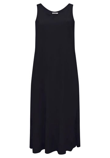 Vestido Midi Chá Com Decote V E Fenda Lateral Em Viscose, PRETO. Vestido Midi Chá Com Decote V E Fenda Lateral Em Viscose, PRETO, large.