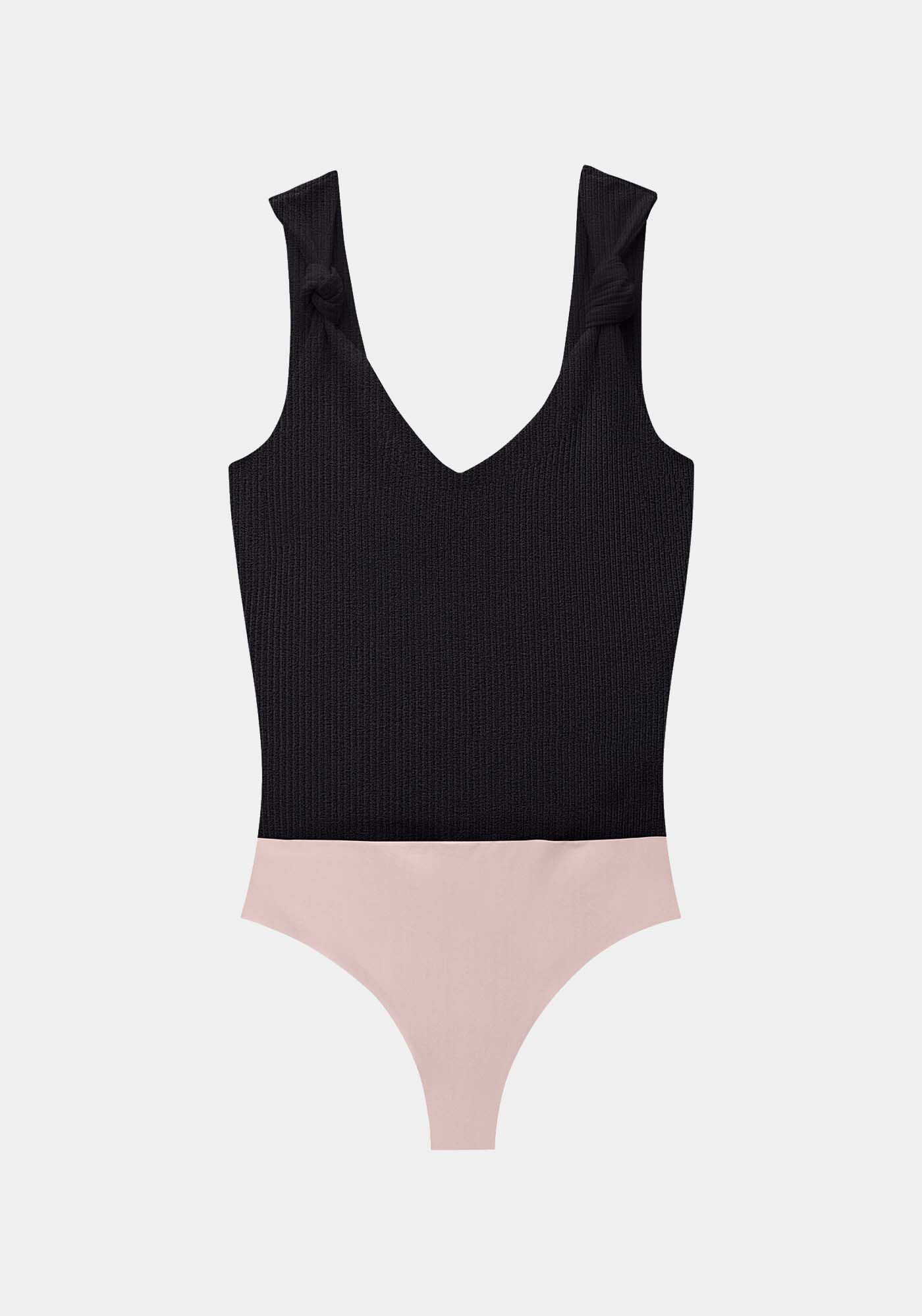 Body Canelado com Amarra&ccedil;&atilde;o no Ombro, PRETO REATIVO, large.