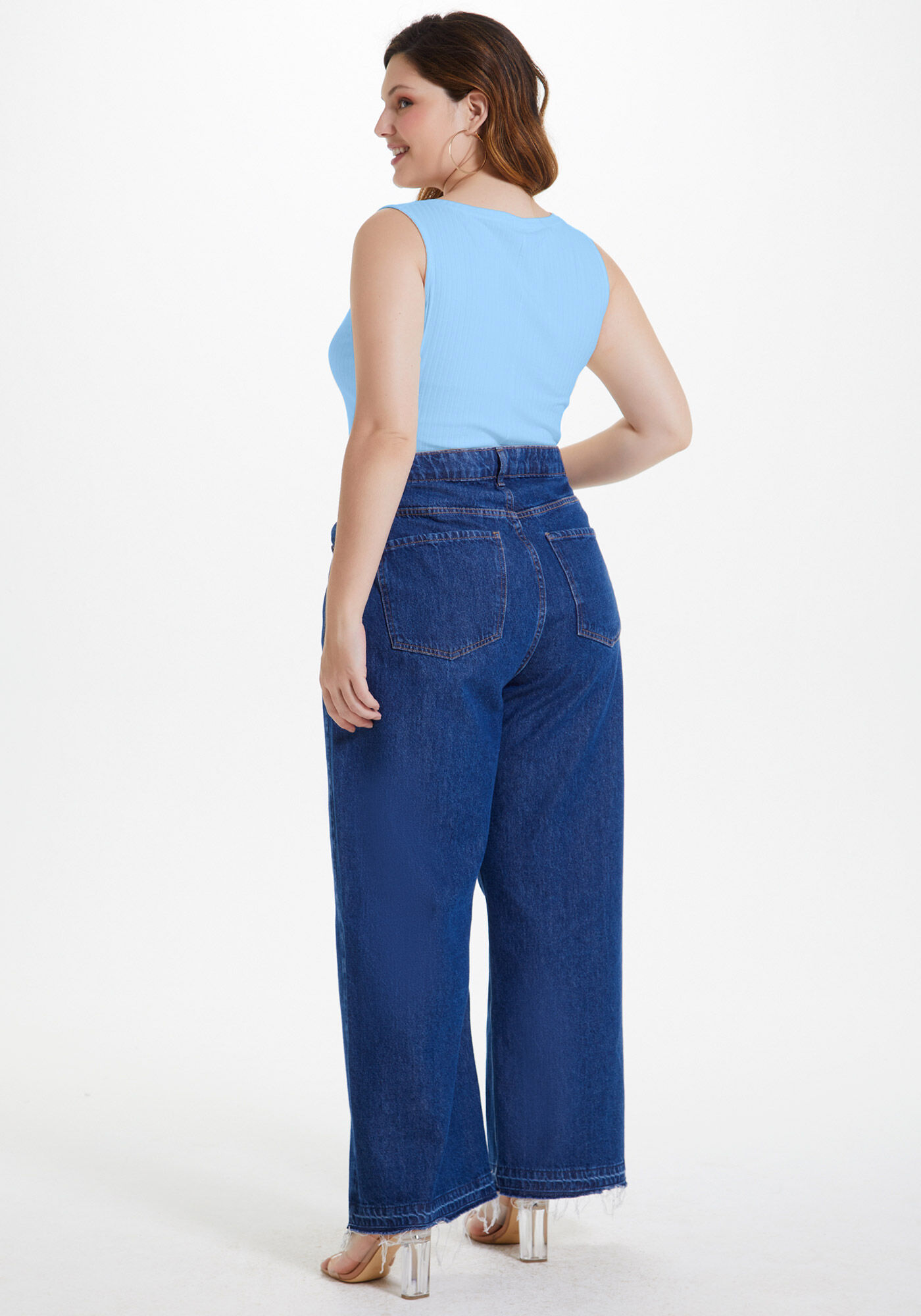 Blusa Regata Canelada De Al&ccedil;as Largas Em Malha De Viscose, , large.