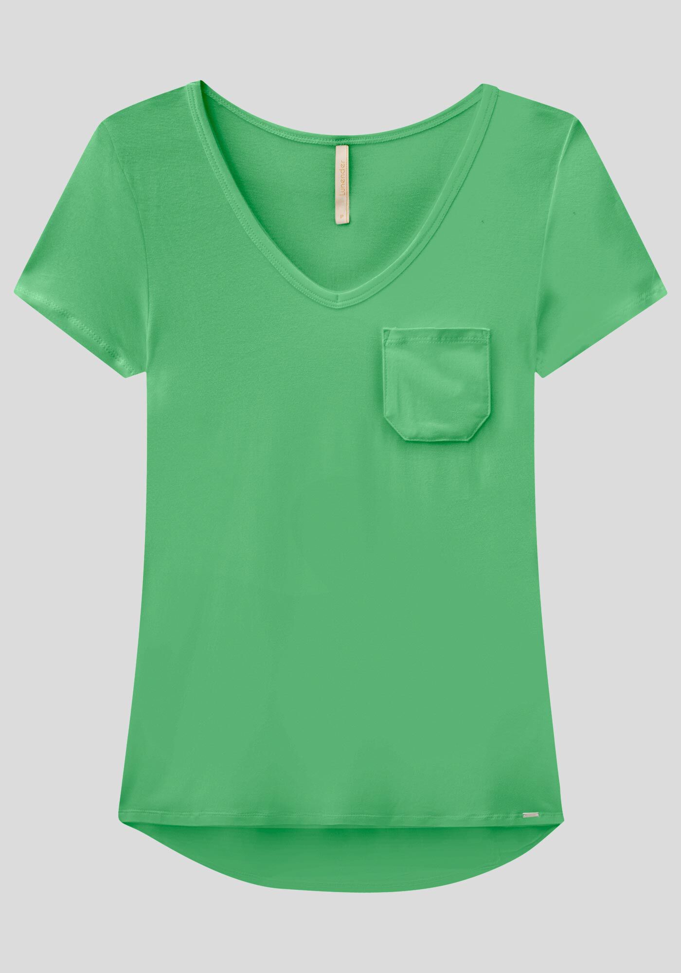 Blusa B&aacute;sica em Malha Viscose com Bolso, , large.