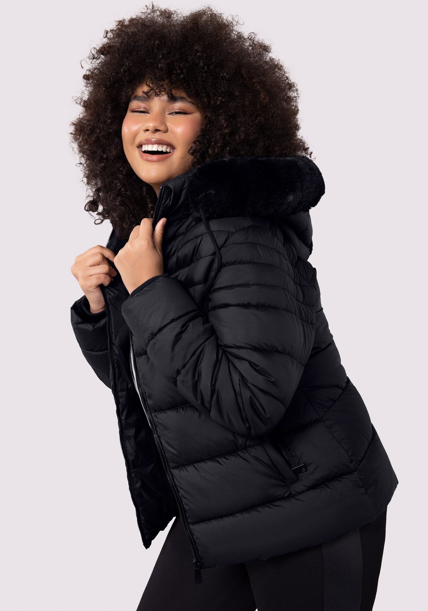 Jaqueta Puffer com Capuz Remov&iacute;vel Pelo, , large.