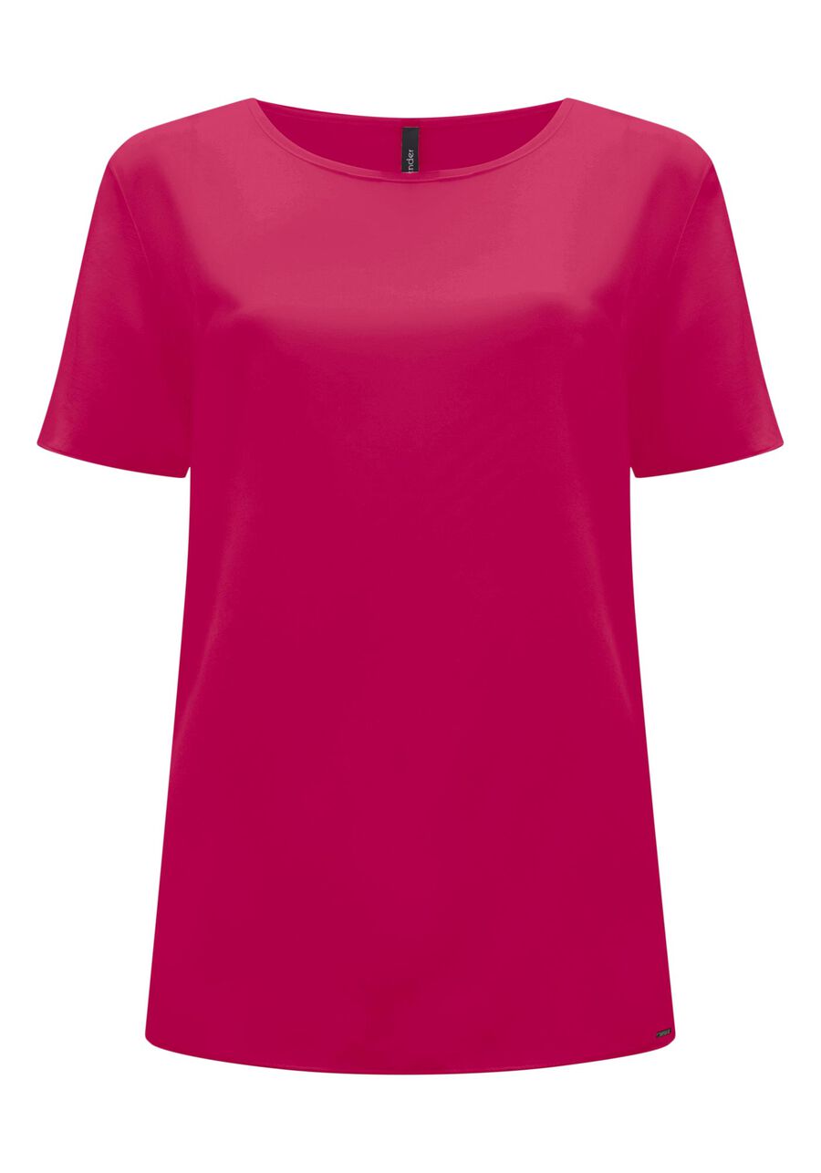Blusa Lisa Básica De Mangas Curtas Em Tecido Leve, . Blusa Lisa Básica De Mangas Curtas Em Tecido Leve, , large.