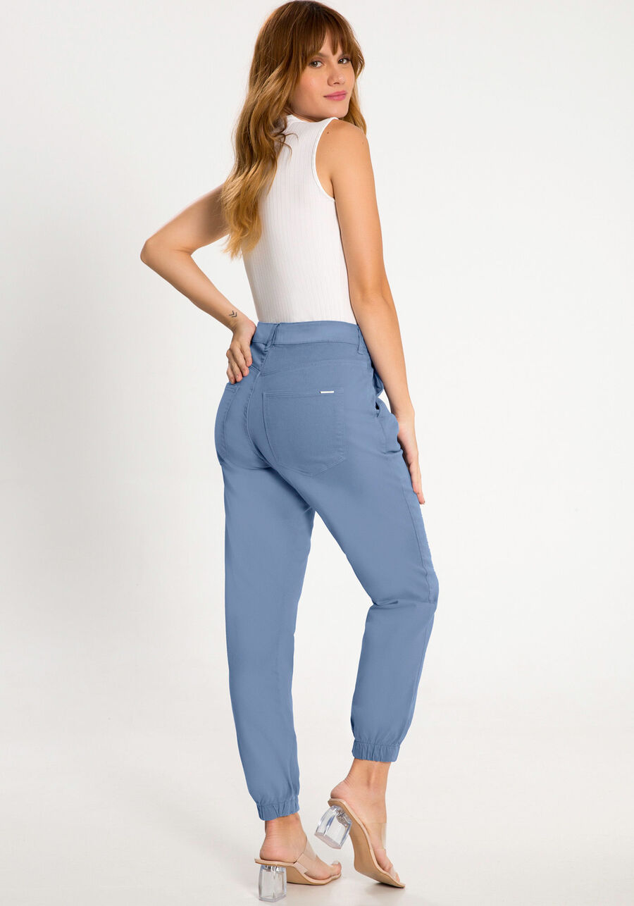 Calça Sarja Jogging com Cadarço, AZUL TRUE. Calça Sarja Jogging com Cadarço, AZUL TRUE, large.