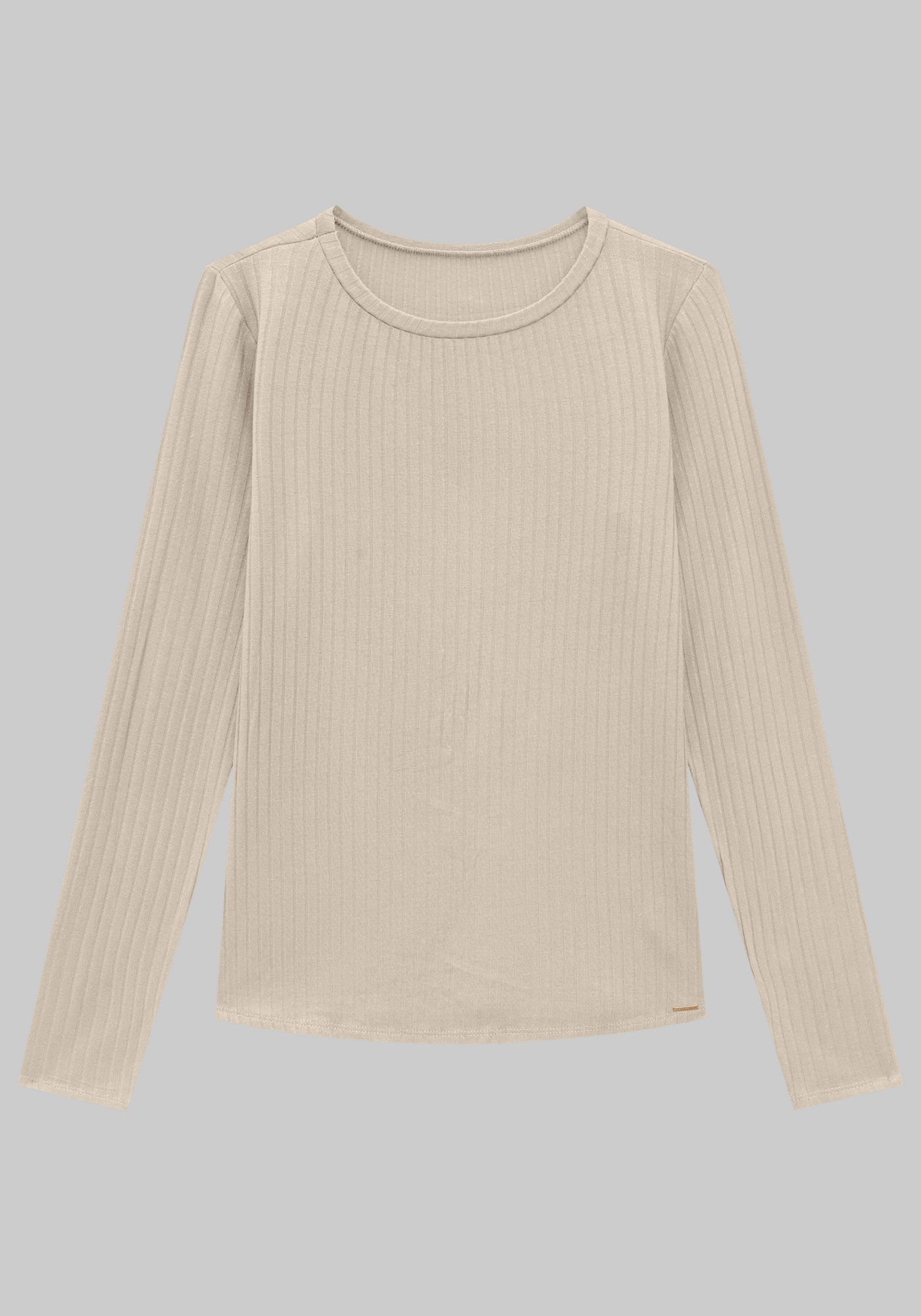 Blusa B&aacute;sica Canelada Manga Longa, , large.