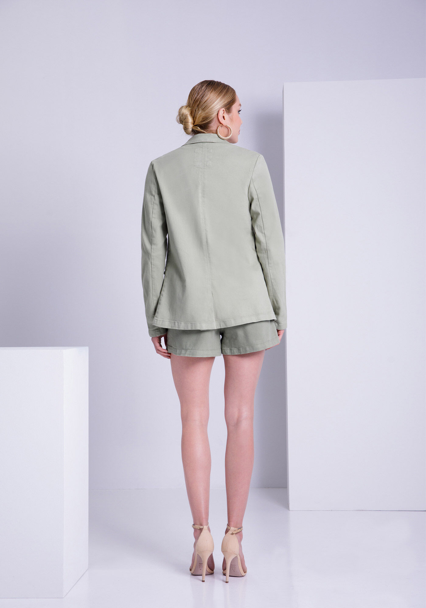 Blazer Sarja Alfaiataria com Elastano, VERDE CORAL, large.