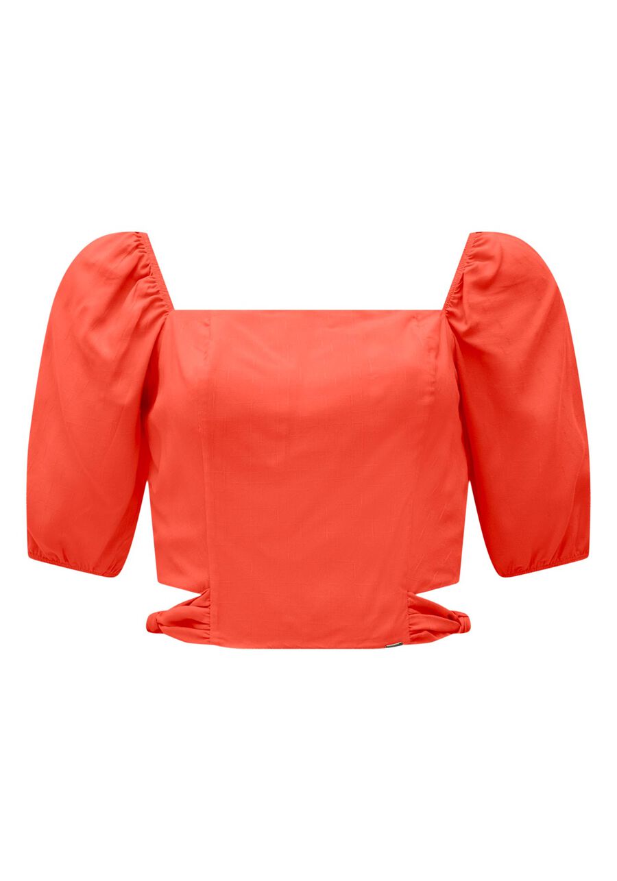 Blusa Cropped De Mangas 3/4 Com Aberturas Laterais, . Blusa Cropped De Mangas 3/4 Com Aberturas Laterais, , large.