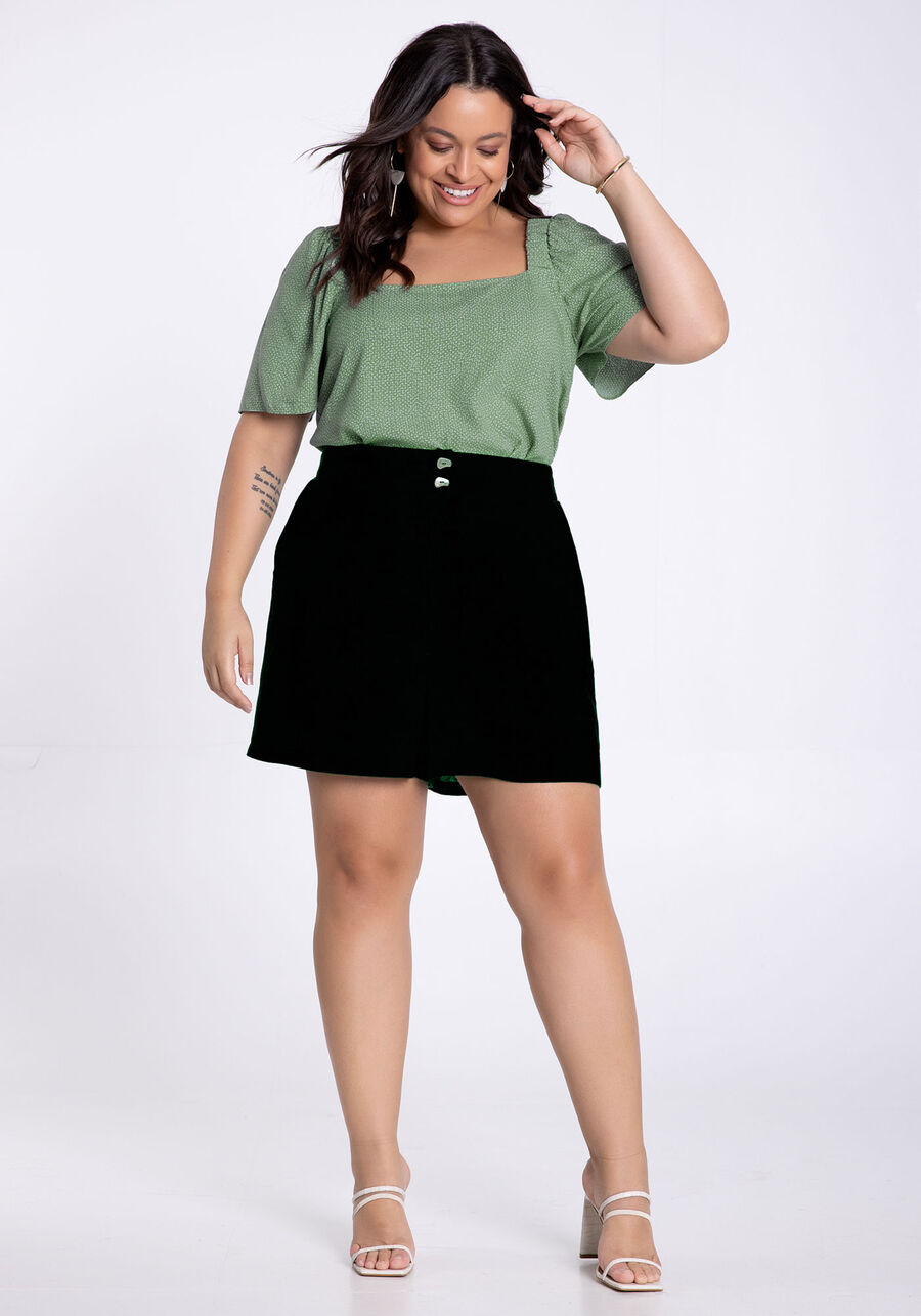 Blusa Plus Size em Viscose com Decote Quadrado, . Blusa Plus Size em Viscose com Decote Quadrado, , large.