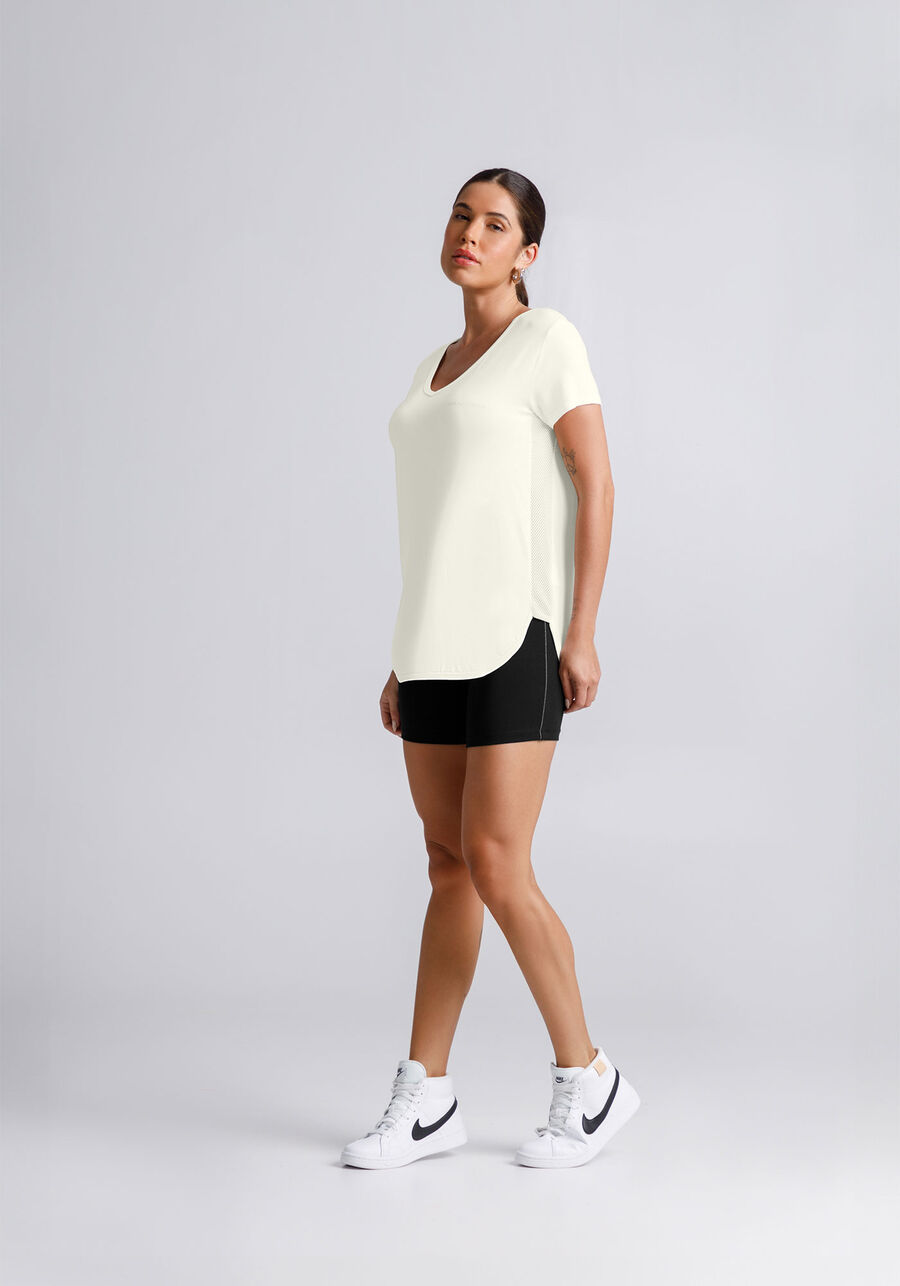 Blusa Mullet De Mangas Curtas Com Recortes Laterais Em Tela, . Blusa Mullet De Mangas Curtas Com Recortes Laterais Em Tela, , large.