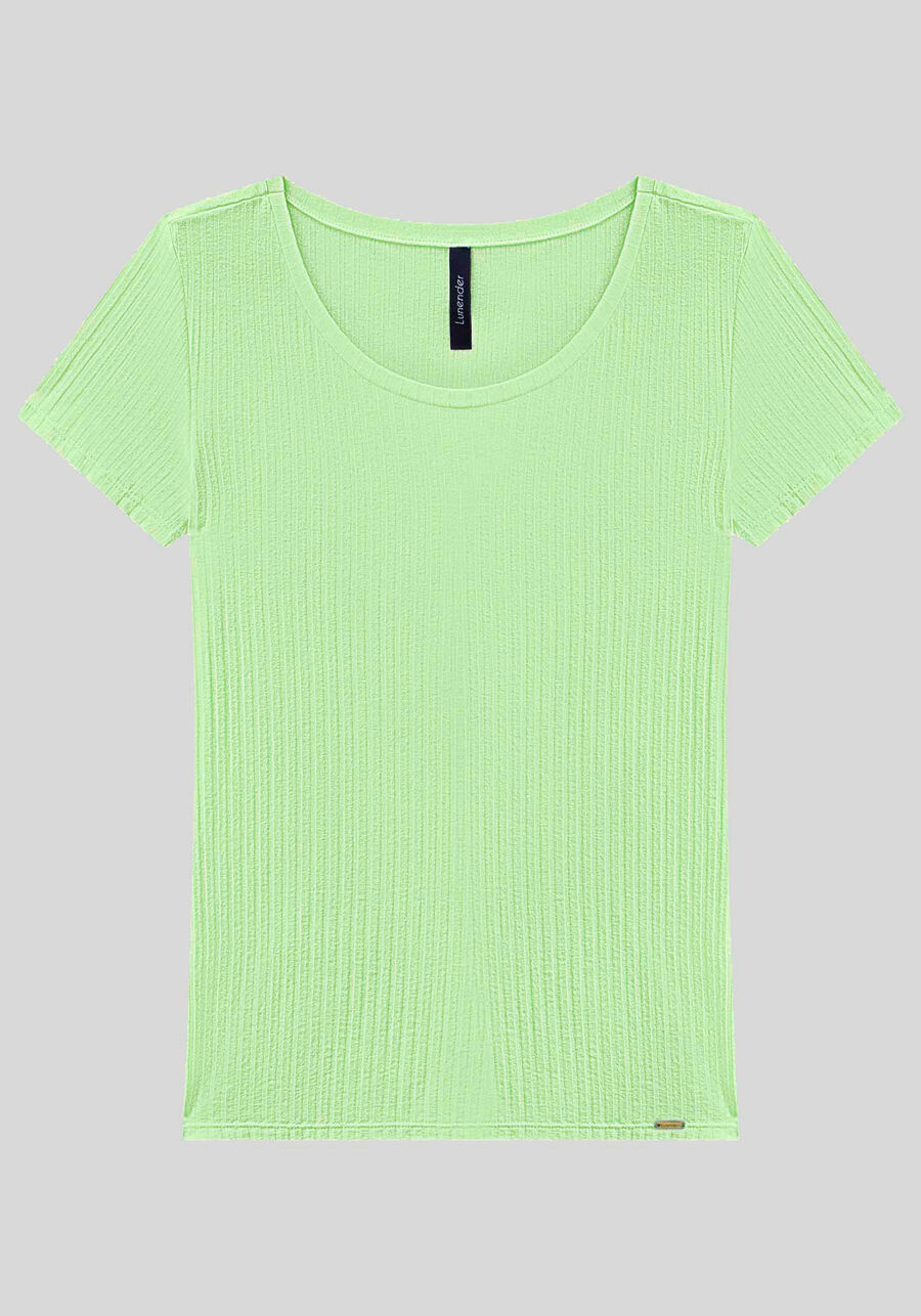 Blusa Em Malha Canelada Com Mangas Curtas E Decote Redondo, . Blusa Em Malha Canelada Com Mangas Curtas E Decote Redondo, , large.