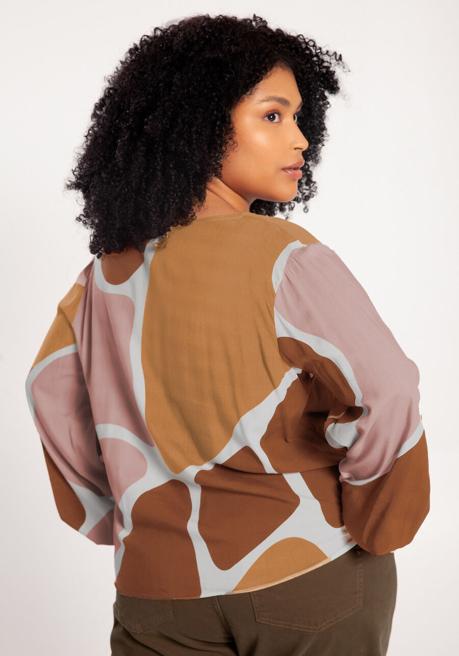 Camisa Manga Longa Plus Size em Viscose Estampada, . Camisa Manga Longa Plus Size em Viscose Estampada, , large.