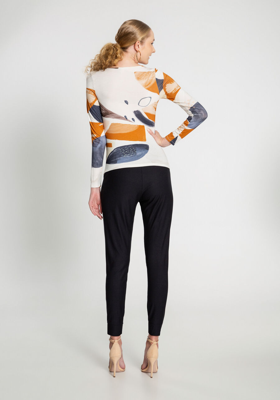 Blusa Manga Longa em Malha Viscose Estampada, TERRARIO BEGE. Blusa Manga Longa em Malha Viscose Estampada, TERRARIO BEGE, large.
