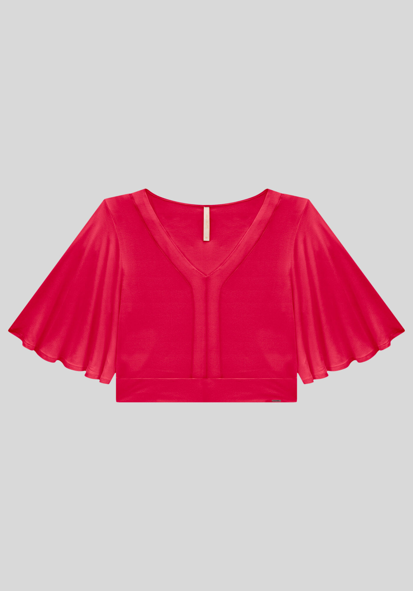 Blusa Cropped em Malha Viscose com Manga Flare, , large.