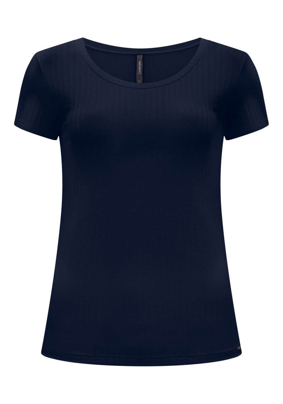 Blusa Em Malha Canelada Com Mangas Curtas E Decote Redondo, . Blusa Em Malha Canelada Com Mangas Curtas E Decote Redondo, , large.