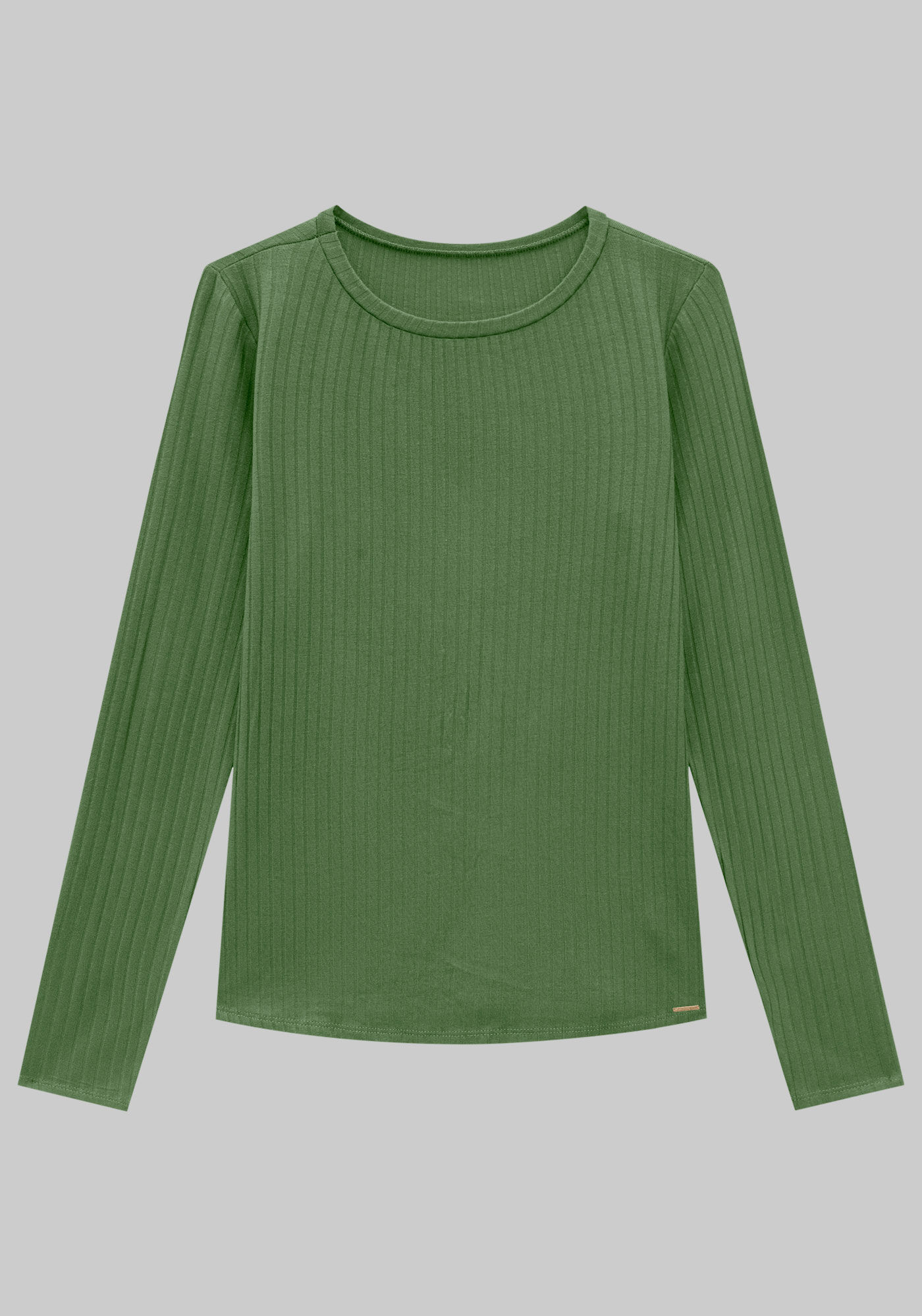 Blusa B&aacute;sica Canelada Manga Longa, , large.