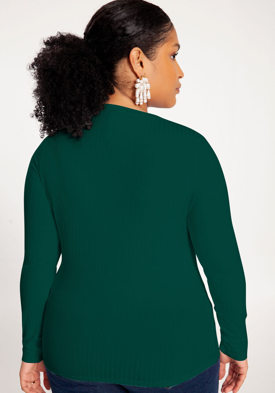 Blusa Canelada Com Mangas Longas E Decote Em V Plus Size, VERDE HARBOUR. Blusa Canelada Com Mangas Longas E Decote Em V Plus Size, VERDE HARBOUR, large.