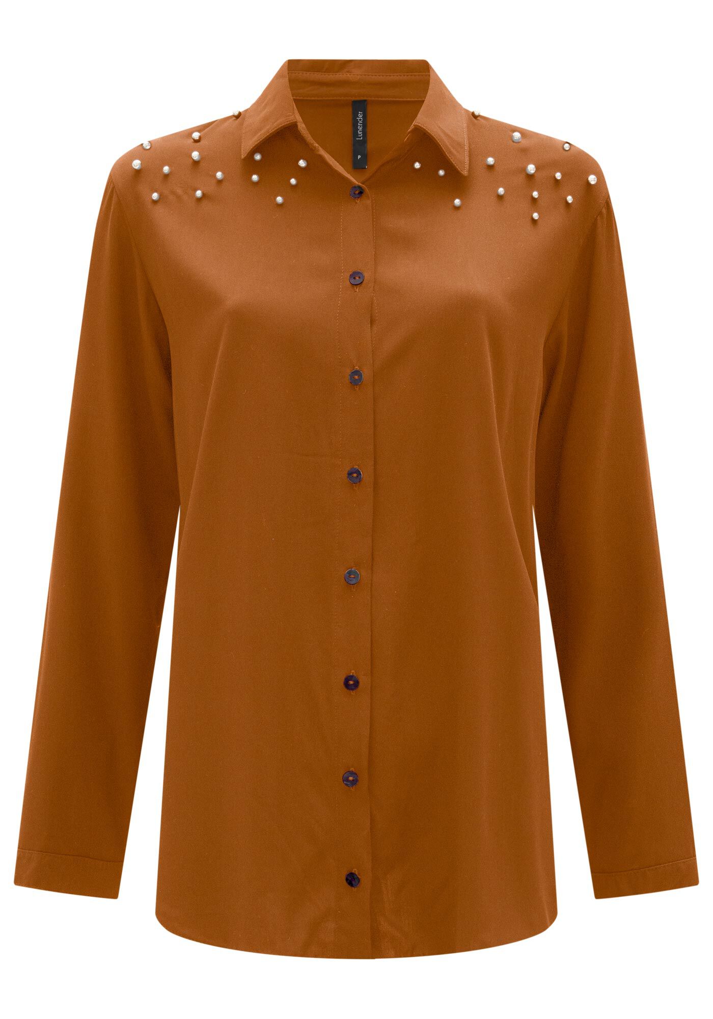 Camisa De Mangas Longas Com Bot&otilde;es E Aplica&ccedil;&otilde;es Nos Ombros, LARANJA ADVENTURE, large.