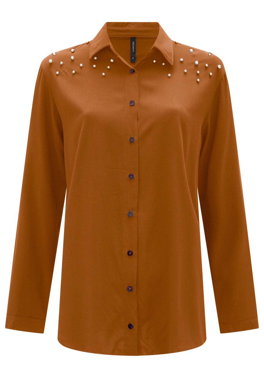 Camisa De Mangas Longas Com Botões E Aplicações Nos Ombros, . Camisa De Mangas Longas Com Botões E Aplicações Nos Ombros, , large.