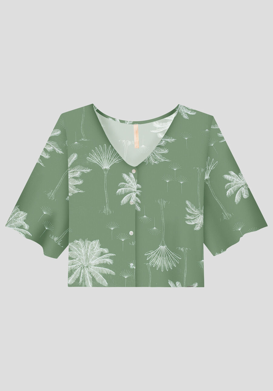 Camisa Estampada em Viscose com Mangas Curtas, . Camisa Estampada em Viscose com Mangas Curtas, , large.