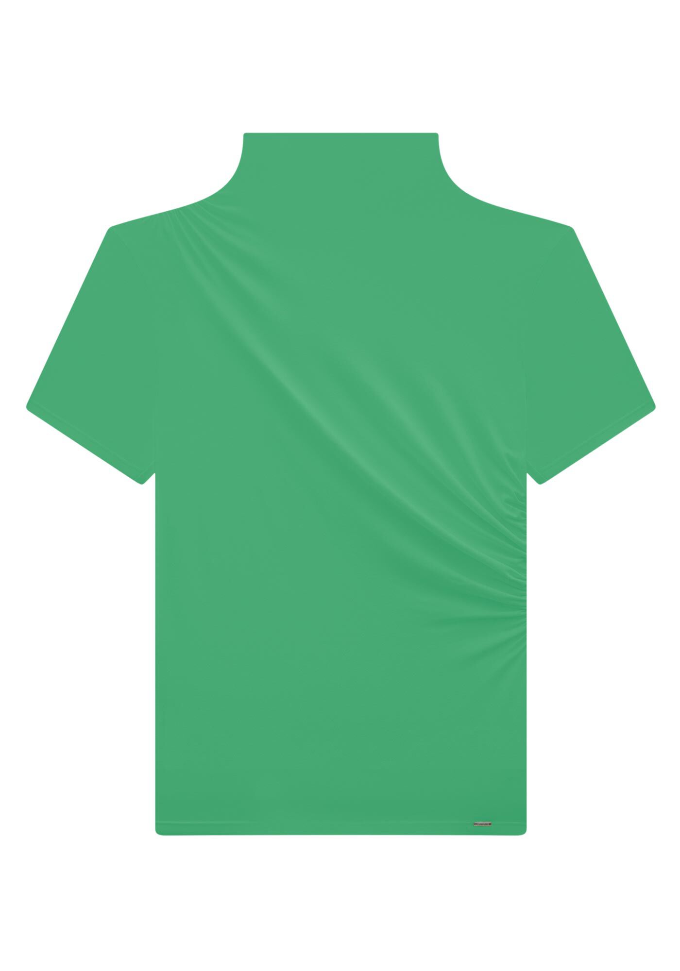 Blusa Gola Alta em Malha Viscose com Franzido Lateral, , large.