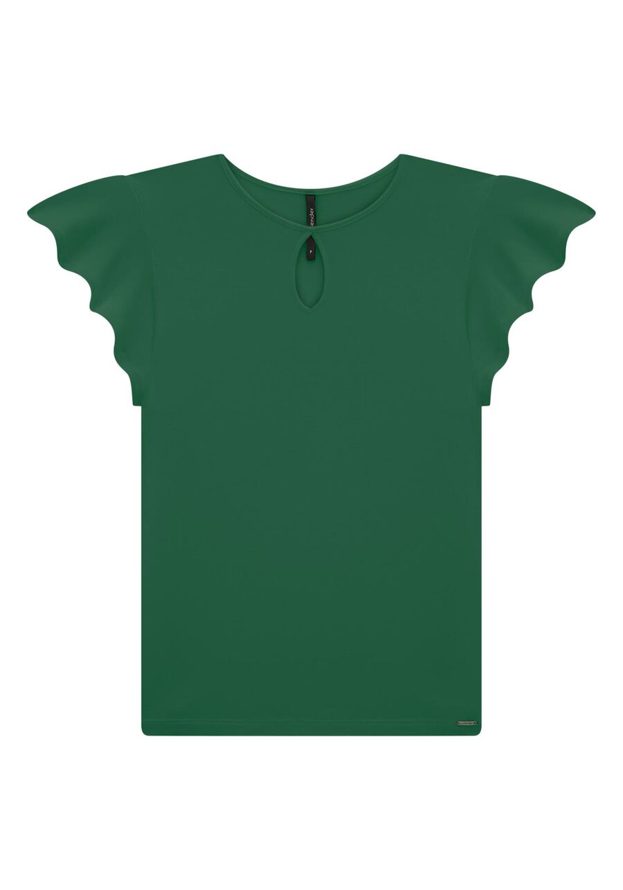 Blusa em Malha Viscose com Babado Manga, . Blusa em Malha Viscose com Babado Manga, , large.