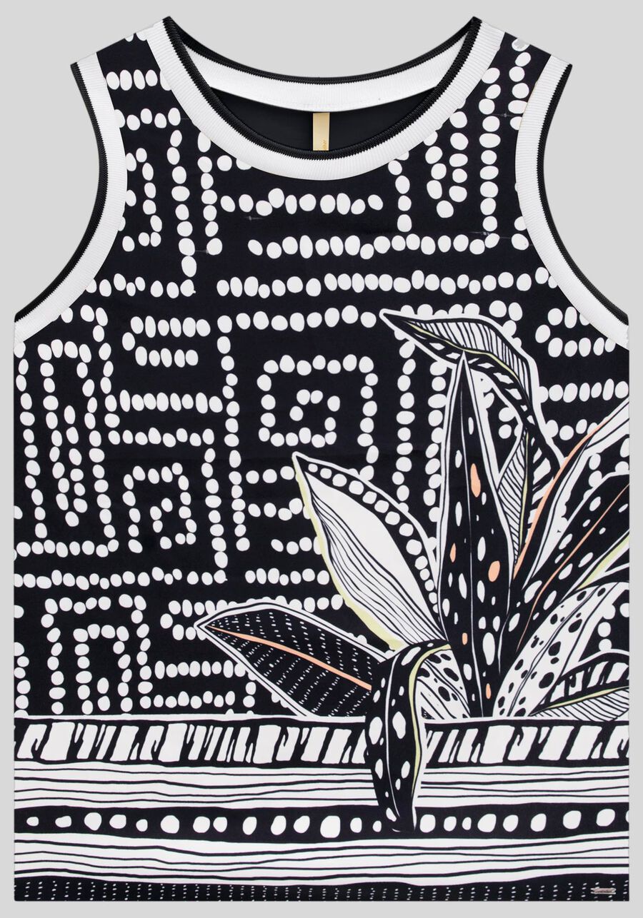 Regata Plus Size Estampada com Retilínea Decote, . Regata Plus Size Estampada com Retilínea Decote, , large.