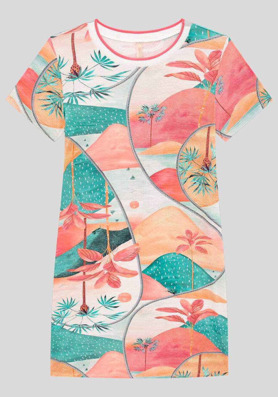 Vestido Curto em Malha Viscose Estampado, . Vestido Curto em Malha Viscose Estampado, , large.
