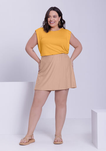 Regata Plus Size Muscle Tee em Malha com Recorte, AMARELO LIMELIGHT. Regata Plus Size Muscle Tee em Malha com Recorte, AMARELO LIMELIGHT, large.