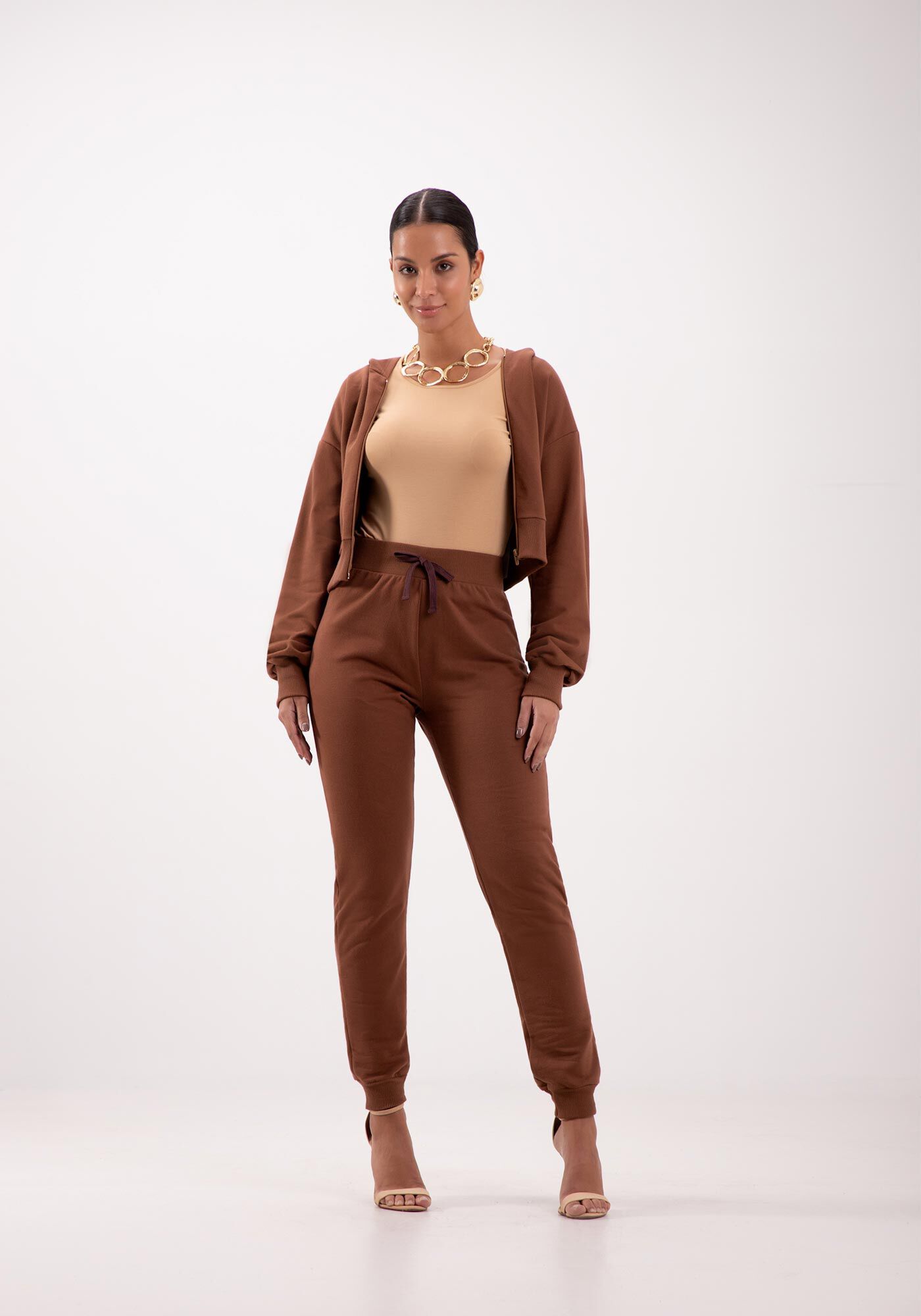 Cal&ccedil;a Jogging Com Cadar&ccedil;o Em Malha De Moletom Felpado, , large.