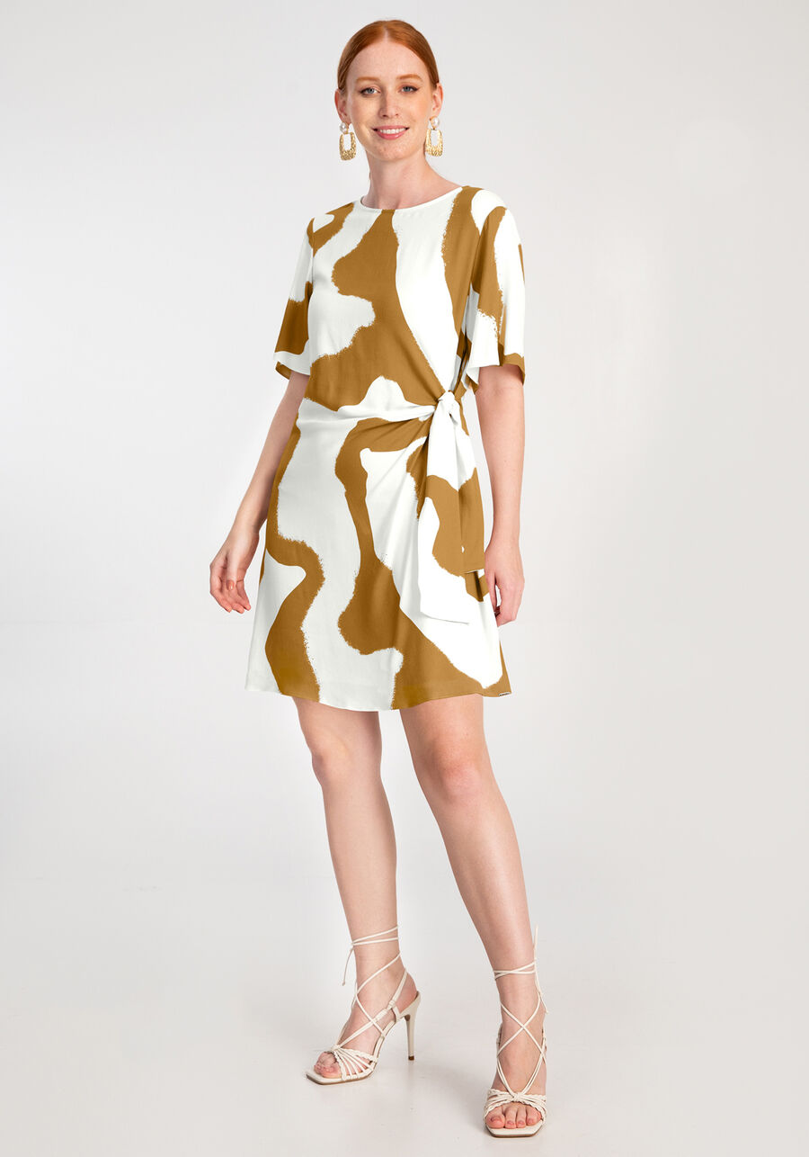 Vestido Curto em Viscose com Amarração Lateral, . Vestido Curto em Viscose com Amarração Lateral, , large.