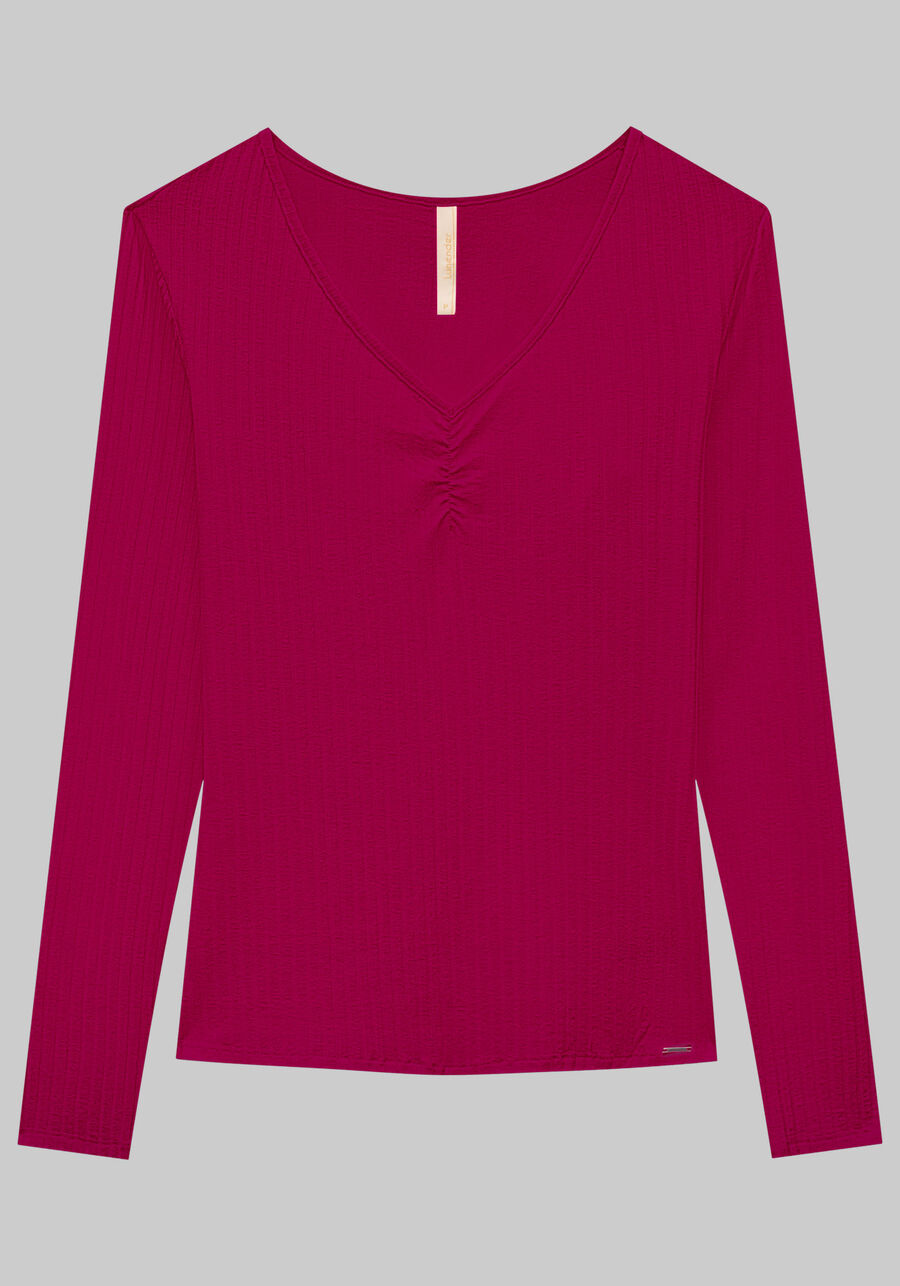 Blusa De Malha Canelada Com Mangas Longas E Decote Em V, . Blusa De Malha Canelada Com Mangas Longas E Decote Em V, , large.