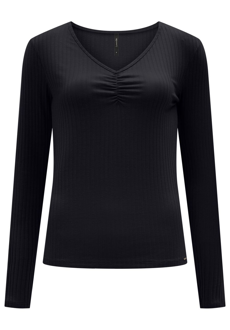 Blusa De Malha Canelada Com Mangas Longas E Decote Em V, . Blusa De Malha Canelada Com Mangas Longas E Decote Em V, , large.