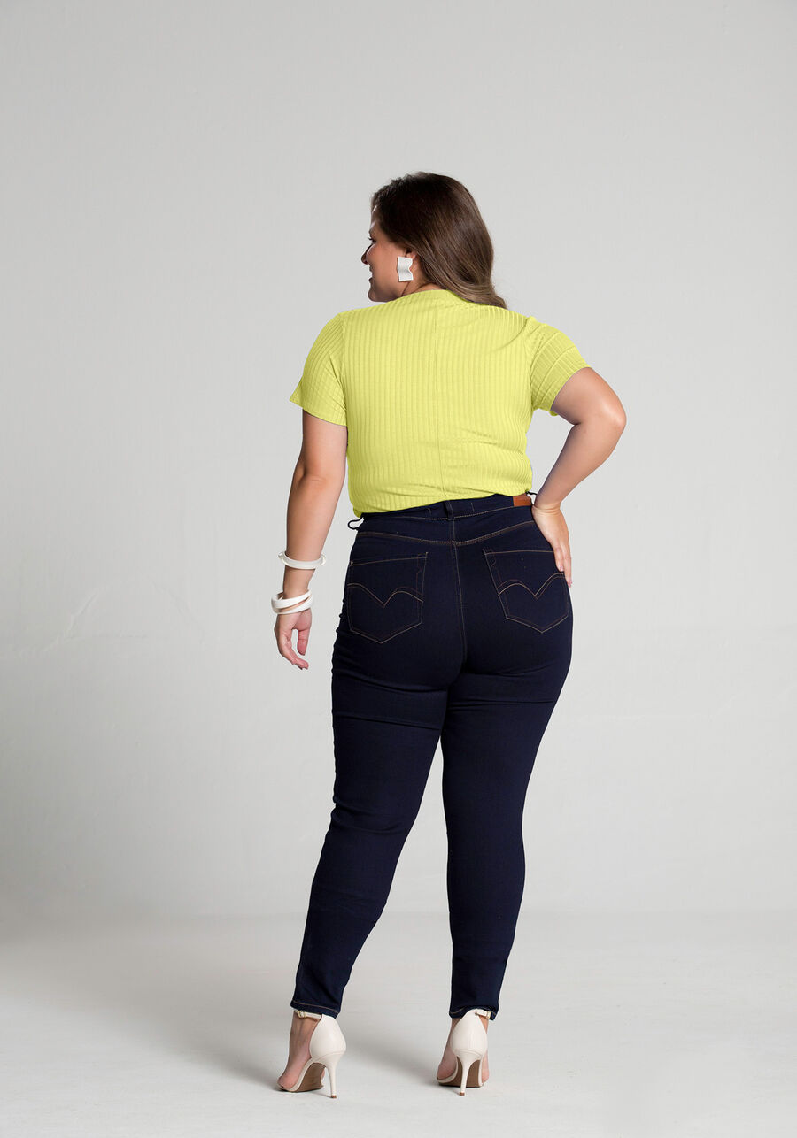 Blusa Básica Em Malha Canelada Com Mangas Curtas E Decote V, . Blusa Básica Em Malha Canelada Com Mangas Curtas E Decote V, , large.