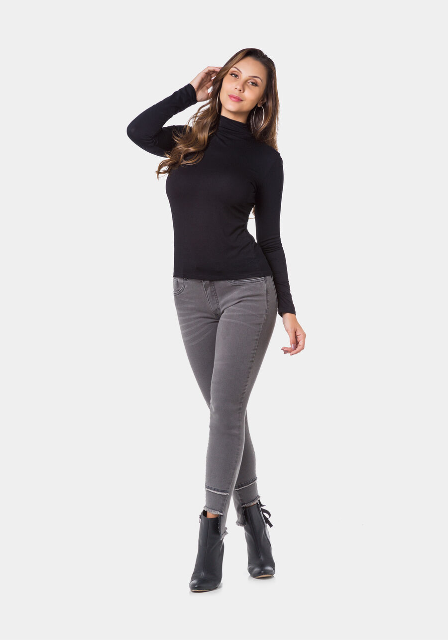 Blusa Básica Com Mangas Longas E Gola Alta Em Malha, . Blusa Básica Com Mangas Longas E Gola Alta Em Malha, , large.