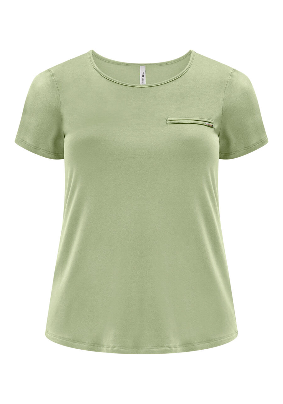 Blusa Básica Lisa De Mangas Curtas Com Detalhe Frontal, . Blusa Básica Lisa De Mangas Curtas Com Detalhe Frontal, , large.