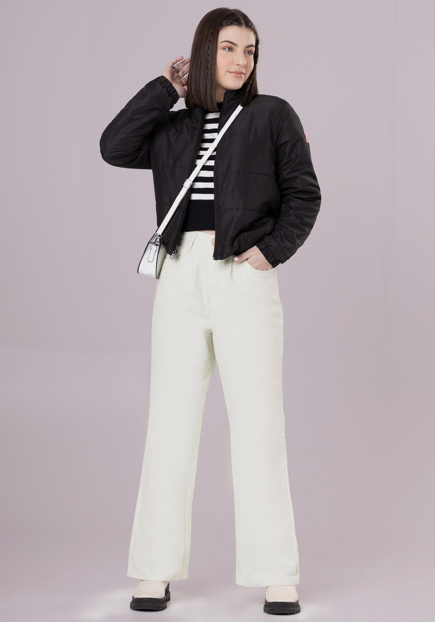 Jaqueta Puffer Juvenil em Politel com Gola Alta, , large.