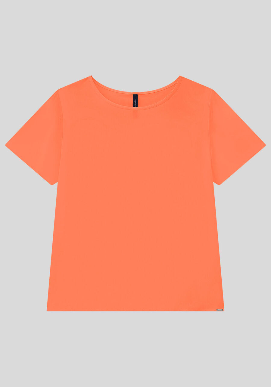 Blusa Lisa Básica De Mangas Curtas Em Tecido Leve, . Blusa Lisa Básica De Mangas Curtas Em Tecido Leve, , large.