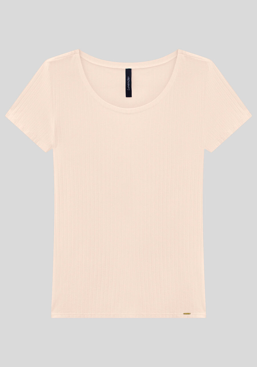Blusa Em Malha Canelada Com Mangas Curtas E Decote Redondo, . Blusa Em Malha Canelada Com Mangas Curtas E Decote Redondo, , large.