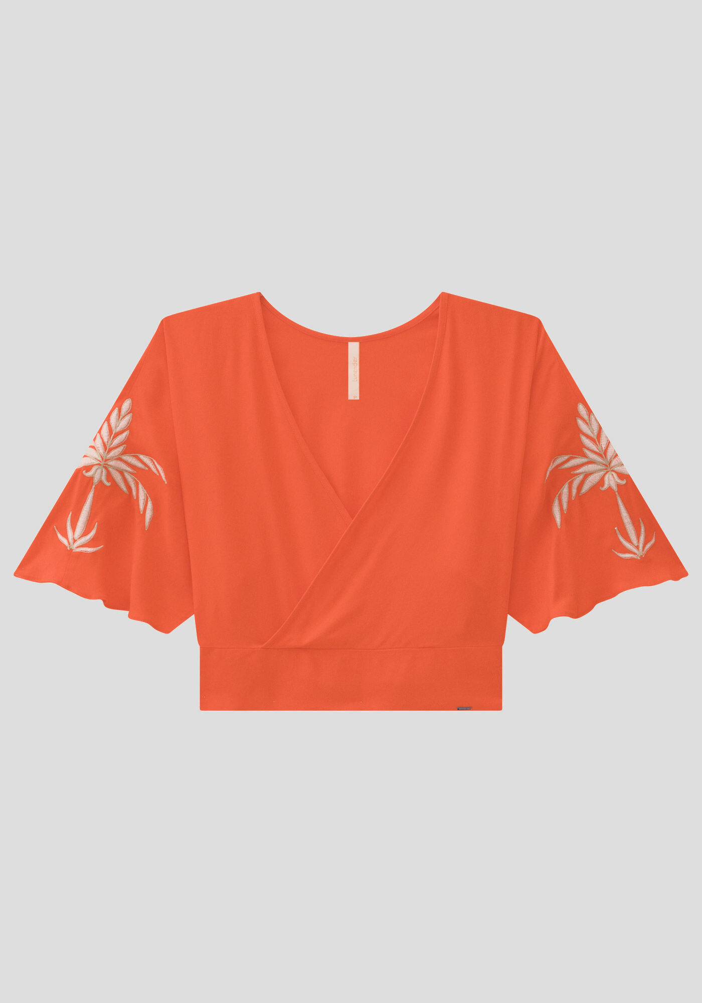 Blusa Cropped em Viscose com Bordado, LARANJA MAMAO, large.