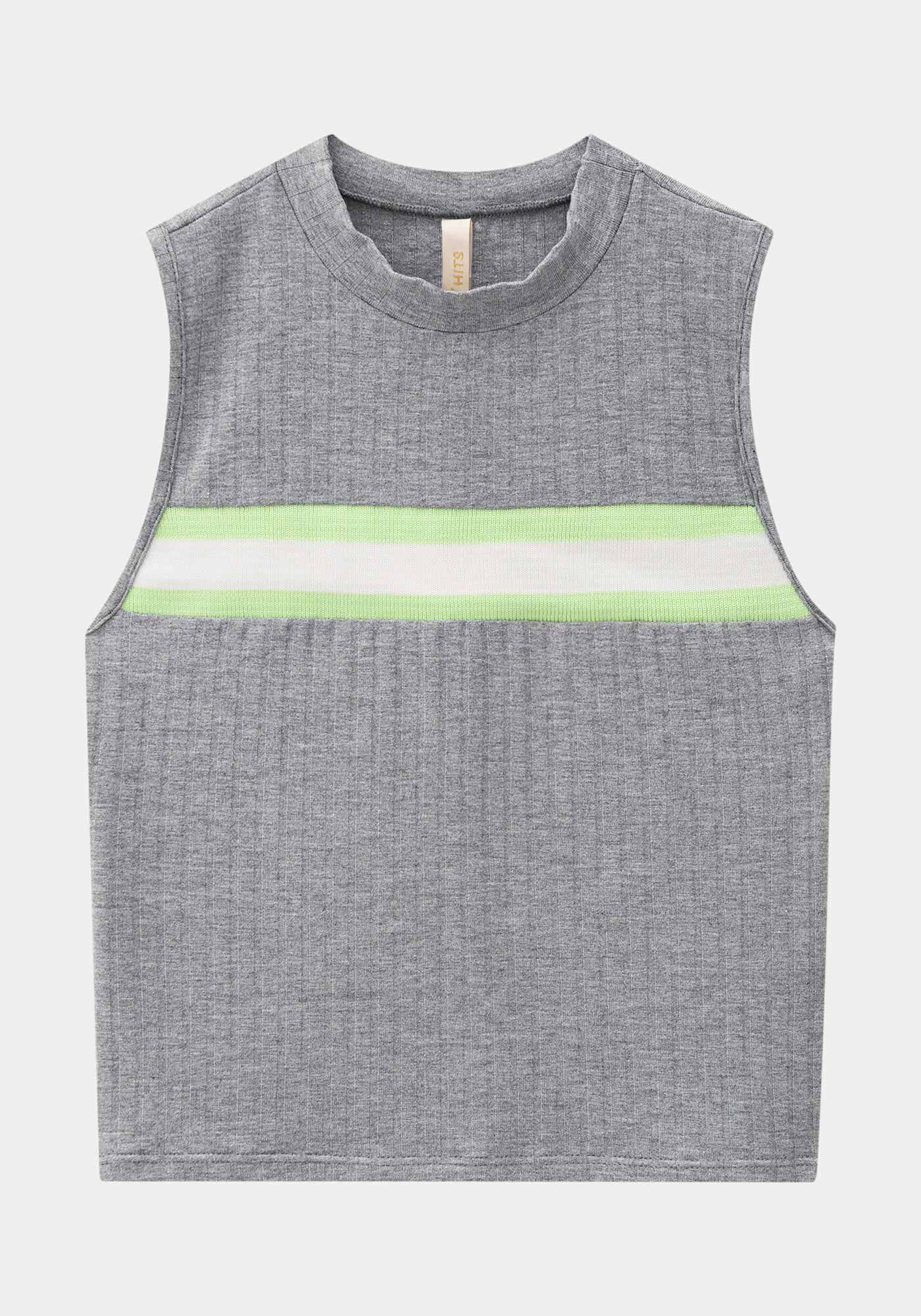 Regata Curta Malha Canelada, MESCLA MEDIO, large.