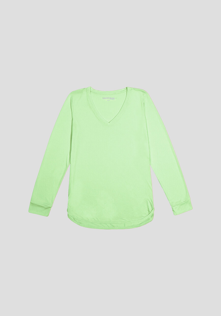 Blusa Manga Longa com Decote V, VERDE NOW. Blusa Manga Longa com Decote V, VERDE NOW, large.