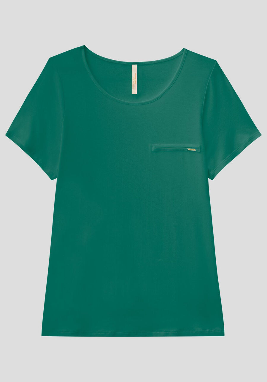 Blusa Básica Lisa De Mangas Curtas Com Detalhe Frontal, . Blusa Básica Lisa De Mangas Curtas Com Detalhe Frontal, , large.