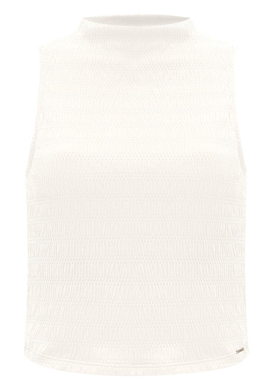 Blusa Cropped Sem Mangas Com Gola Alta Em Malha Texturizada, . Blusa Cropped Sem Mangas Com Gola Alta Em Malha Texturizada, , large.