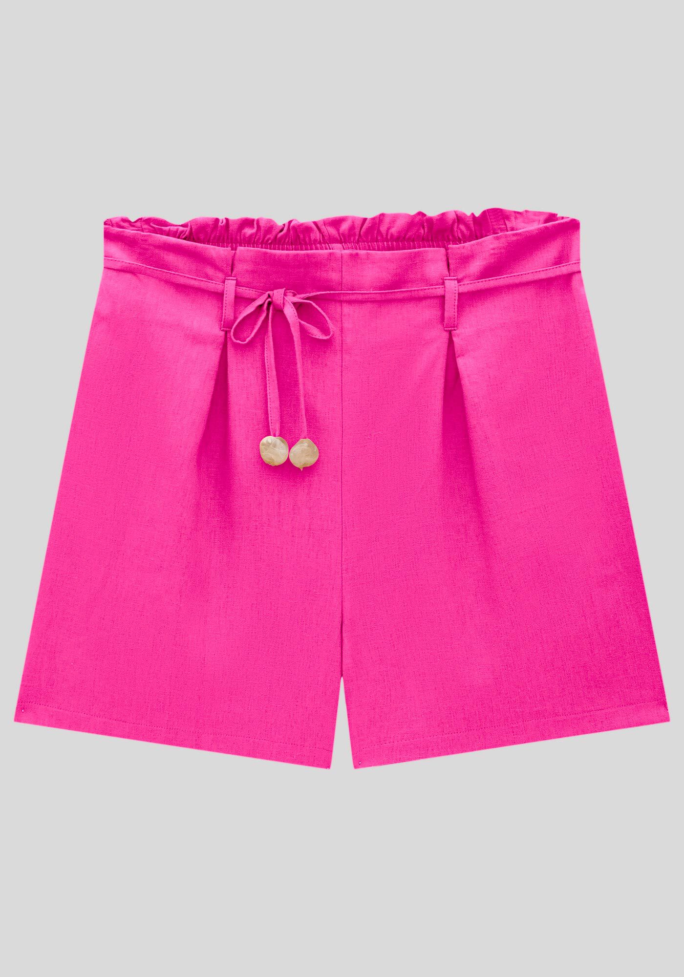 Shorts Cintura Alta em Linho com Cinto Lunender