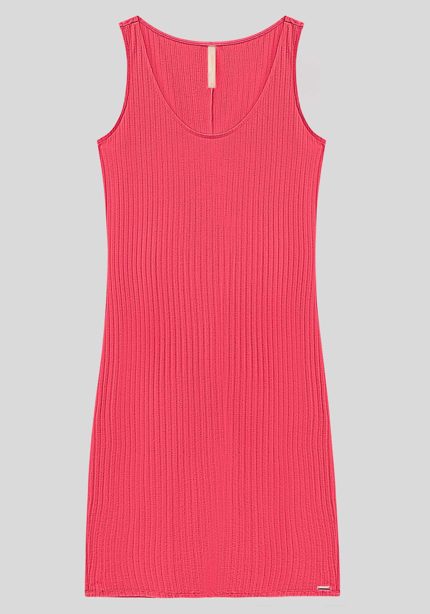 Vestido Curto B&aacute;sico Com Decote Redondo Em Malha Canelada, , large.