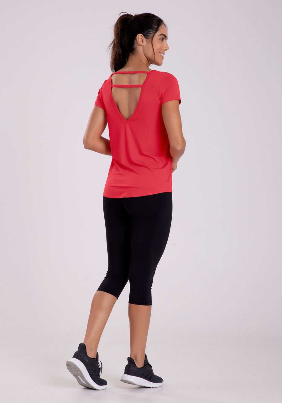 Blusa em Malha Viscose com Recorte Costas, SALMAO LOBSTER. Blusa em Malha Viscose com Recorte Costas, SALMAO LOBSTER, large.