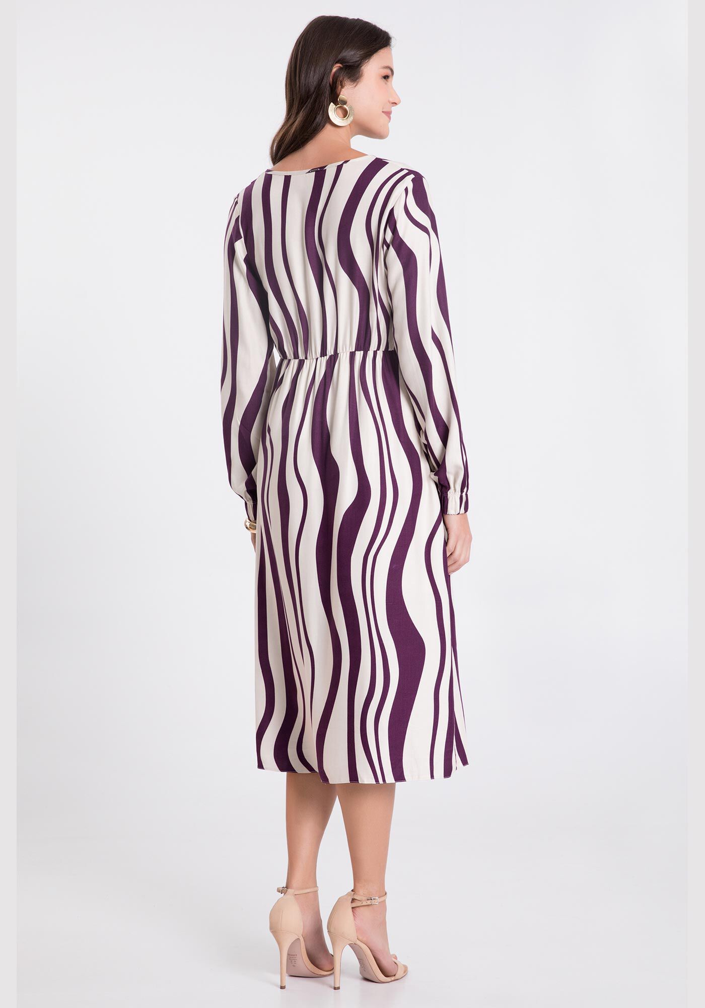 Vestido Midi em Viscose com Manga Longa, PASSARELA VIOLETA, large.